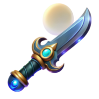 impressive traditional A gothic dagger with an ornate handle, gleaming in the moonlight, fantasy art style professional png