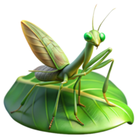 magnificent rustic A praying mantis perched on a leaf, intricate details, macro photography style original png