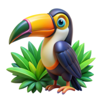 serene rustic A colorful toucan with a large beak, detailed feathers, tropical setting but exclusive png
