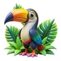 impressive rustic A colorful toucan with a large beak, detailed feathers, tropical setting but exclusive png