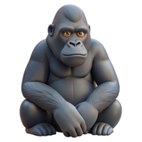 impressive rustic A solitary gorilla sitting in the rainforest, contemplative pose, realistic rendering professional png