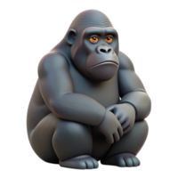 magnificent modern A solitary gorilla sitting in the rainforest, contemplative pose, realistic rendering high resolution png
