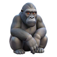 elegant rustic A solitary gorilla sitting in the rainforest, contemplative pose, realistic rendering 4K png