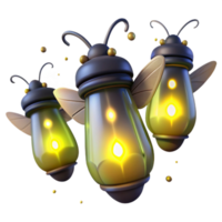 extraordinary artistic A group of fireflies glowing in the night, magical atmosphere, bokeh background effect but no actual background elements, digital art original png