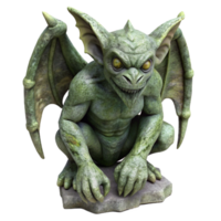 stunning classic A gothic gargoyle statue, weathered and moss-covered, realistic 3D render style 4K png