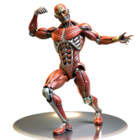 vibrant modern A highly detailed, anatomical robot with exposed muscles and tendons, performing a complex dance routine, lit by theatrical spotlights. Biomechanical style genuine png