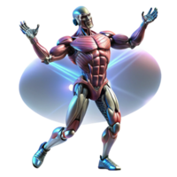 elegant modern A highly detailed, anatomical robot with exposed muscles and tendons, performing a complex dance routine, lit by theatrical spotlights. Biomechanical style high resolution png