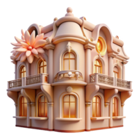 elegant rustic An art nouveau apartment building with intricate floral details, soft, warm lighting, elegant, high resolution png