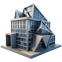 stunning rustic A deconstructivist office building, fragmented forms, sharp angles, dramatic lighting, 4K png