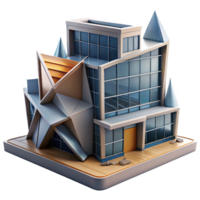 extraordinary creative A deconstructivist office building, fragmented forms, sharp angles, dramatic lighting, authentic png
