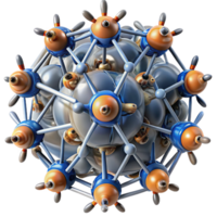 elegant vintage A swarm of nanobots assembling themselves into a complex, three-dimensional structure, lit by microscopic lasers. Nanotechnology illustration style professional png