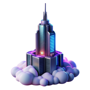 vibrante contemporâneo uma futurista arranha-céu piercing a nuvens, brilhando néon acentos, dramático iluminação, cyberpunk, detalhado png