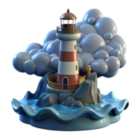 impressive vintage A floating lighthouse, guiding ships through a stormy sea, dramatic lighting, fantasy, high resolution png