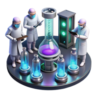 wonderful minimalist A futuristic laboratory, filled with bubbling vials and glowing screens, where scientists in hazmat suits conduct experiments. Cool, sterile lighting, photorealistic style premium png