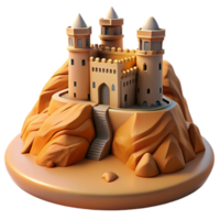 vibrant rustic A desert fortress, built into a rock formation, harsh sunlight, realistic, detailed png
