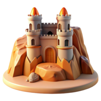 serene classic A desert fortress, built into a rock formation, harsh sunlight, realistic, high resolution png