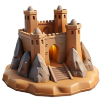 wonderful minimalist A desert fortress, built into a rock formation, harsh sunlight, realistic, detailed png