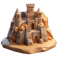 serene rustic A desert fortress, built into a rock formation, harsh sunlight, realistic, genuine png