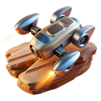 magnificent modern A futuristic racing drone, with sleek aerodynamic lines and glowing engine trails, speeds through a canyon on Mars. Bright, sunny lighting, photorealistic style high resolution png
