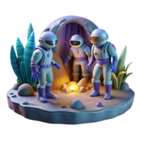 wonderful artistic A group of explorers in futuristic spacesuits, discovering a hidden cave on an alien planet. Atmospheric lighting, adventure style original png