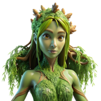 serene modern A graceful dryad emerging from a willow tree, her skin textured like bark, adorned with luminous moss, bathed in soft, dappled sunlight. Pre-Raphaelite style 4K png