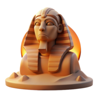 beautiful rustic A stoic sphinx, with intricate hieroglyphic markings, gazing into the distance, bathed in the warm, orange light of a desert sunrise. Egyptian art style premium png