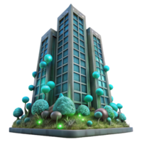 magnificent minimalist A dilapidated skyscraper overgrown with bioluminescent fungi, viewed from a low angle, ethereal lighting, hyperrealistic style 4K png
