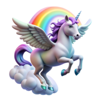 wonderful rustic A graceful pegasus, with iridescent wings, soaring through a cloudy sky, illuminated by a rainbow. Baroque style original png