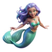 wonderful creative A beautiful mermaid, with shimmering scales and flowing hair, swimming in a coral reef, illuminated by underwater sunlight. Art Nouveau style genuine png