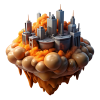 wonderful classic A floating city shrouded in toxic clouds, orange and brown color palette, apocalyptic lighting, matte painting style exclusive png