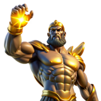 impressive contemporary A powerful titan, with immense strength, holding up the sky, illuminated by a golden light. Greek mythology style authentic png