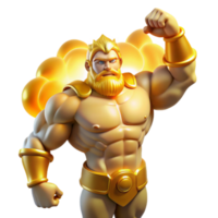 magnificent abstract A powerful titan, with immense strength, holding up the sky, illuminated by a golden light. Greek mythology style original png