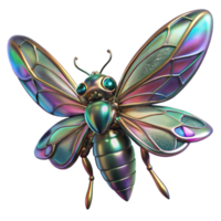 impressive rustic A mutated insect with metallic wings, iridescent colors, vibrant lighting, bio-art style original png