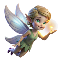 dramatic minimalist A mischievous pixie, with delicate wings and glowing hair, sprinkling fairy dust, lit by the soft light of the moon. Fantasy art style high resolution png