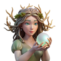 beautiful abstract A serene dryad with flowing willow branches for hair, cradling a luminous crystal orb, soft, diffused sunlight. Pre-Raphaelite style authentic png