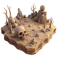 vibrant contemporary A barren landscape littered with skeletal remains, harsh sunlight, desolate atmosphere high quality png