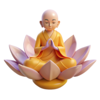 magnificent rustic A serene meditating monk levitating above a lotus flower, soft, ethereal light. Spiritual art style high quality png