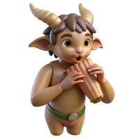 beautiful creative A mischievous satyr playing a pan flute in a sun-drenched forest glade, warm, natural lighting. Classical mythology art style original png