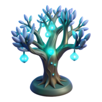 stunning vintage A solitary, bioluminescent tree on a desolate alien planet, with glowing branches and ethereal, pulsating light, lit by its own internal glow. Fantasy style detailed png