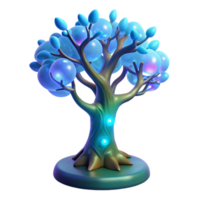 elegant modern A solitary, bioluminescent tree on a desolate alien planet, with glowing branches and ethereal, pulsating light, lit by its own internal glow. Fantasy style genuine png