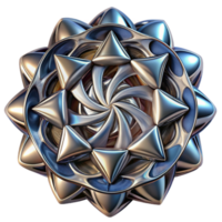 serene abstract A kaleidoscope of geometric shapes morphing and intertwining, rendered in a metallic texture with a dramatic chiaroscuro lighting, in a futuristic style original png