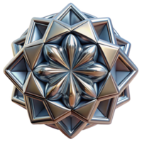 vibrant contemporary A kaleidoscope of geometric shapes morphing and intertwining, rendered in a metallic texture with a dramatic chiaroscuro lighting, in a futuristic style high resolution png