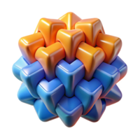 elegant minimalist Interlocking tessellated patterns, with a gradient shift from warm oranges to cool blues, illuminated by a subtle ambient light, in a geometric abstract style high resolution png