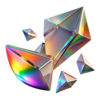 extraordinary vintage Shattered fragments of glass, refracting light in a rainbow spectrum, with a sharp focus and a realistic rendering style, in a deconstructed abstract style genuine png