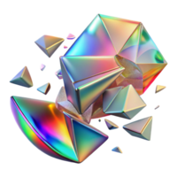 vibrant minimalist Shattered fragments of glass, refracting light in a rainbow spectrum, with a sharp focus and a realistic rendering style, in a deconstructed abstract style original png