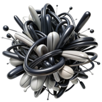 wonderful abstract A chaotic jumble of lines and scribbles, with a gestural quality and a high contrast black and white color scheme, in an action painting style detailed png