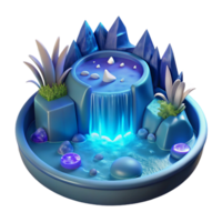 beautiful abstract A cascading waterfall of liquid moonlight flowing into a crystal pool, surrounded by bioluminescent flora, surrealism style genuine png