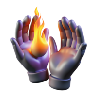 vibrant abstract A pair of spectral hands cupping a flickering flame, casting long, dancing shadows, chiaroscuro style detailed png