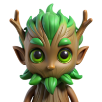 extraordinaire rustique une serein forêt esprit avec yeux de émeraude vert, fusion avec le écorce de un ancien chêne, fantaisie art style authentique png