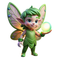 magnificent classic A mischievous forest sprite with iridescent butterfly wings, holding a glowing orb, dappled sunlight filtering through the trees, Art Nouveau style professional png